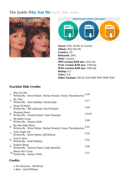 The Judds Why Not Me Mp3, Flac, Wma