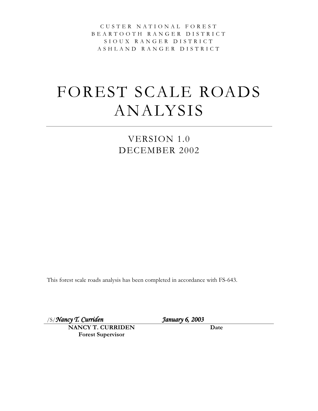 Forest-Wide Roads Analysis