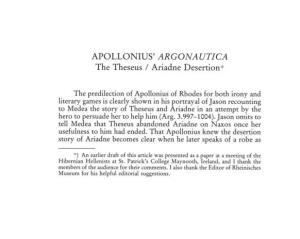 APOLLONIUS' ARGONAUT/CA the Theseus / Ariadne Desertion'