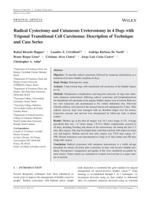 Radical Cystectomy and Cutaneous Ureterostomy in 4 Dogs with Trigonal Transitional Cell Carcinoma: Description of Technique and Case Series