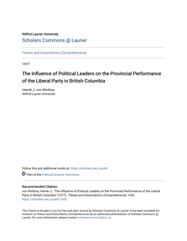 The Influence of Political Leaders on the Provincial Performance of the Liberal Party in British Columbia