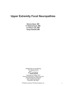 Upper Extremity Focal Neuropathies