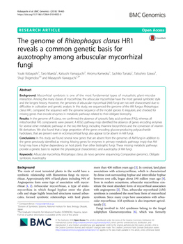 The Genome of Rhizophagus Clarus HR1 Reveals a Common Genetic