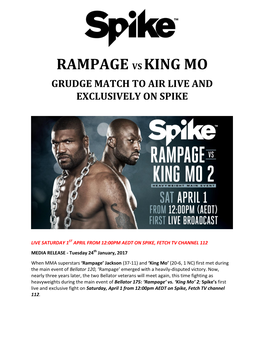 Rampage Vs King Mo Grudge Match to Air Live and Exclusively on Spike