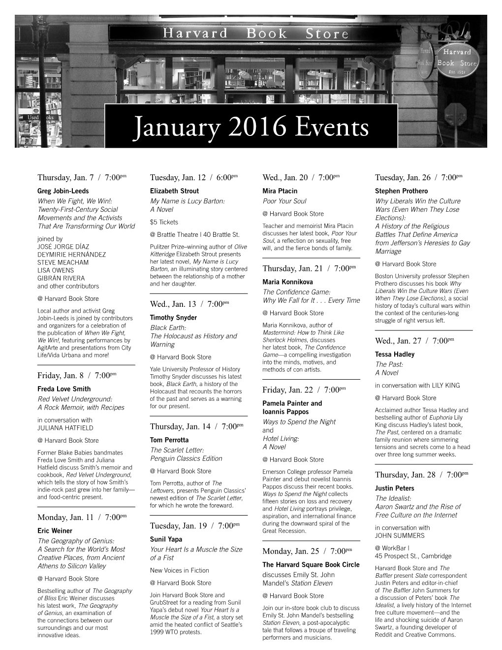 January 2016 Events