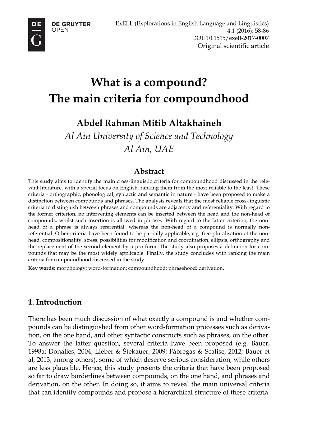 What Is a Compound? the Main Criteria for Compoundhood