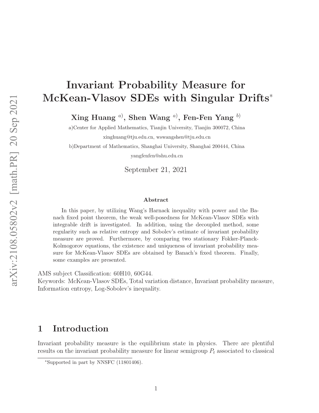 Invariant Probability Measure for Mckean-Vlasov Sdes with Singular