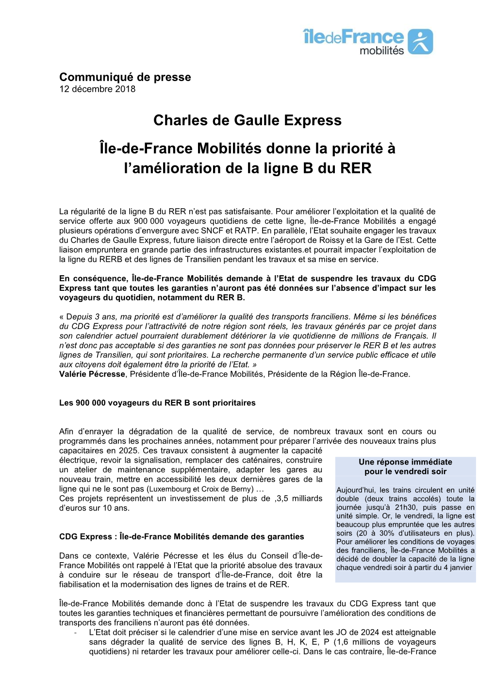 Charles De Gaulle Express Île-De-France Mobilités Donne La Priorité À L’Amélioration De La Ligne B Du RER