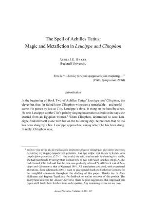 The Spell of Achilles Tatius: Magic and Metafiction in Leucippe and Clitophon