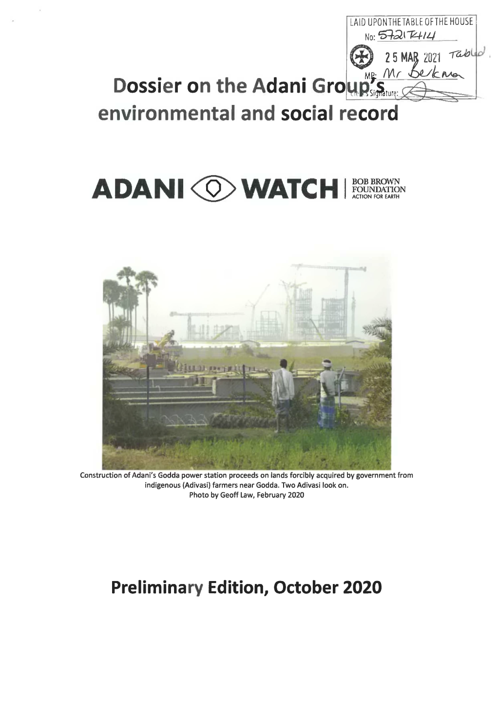 Adani S WATCH ACTION for EARTH