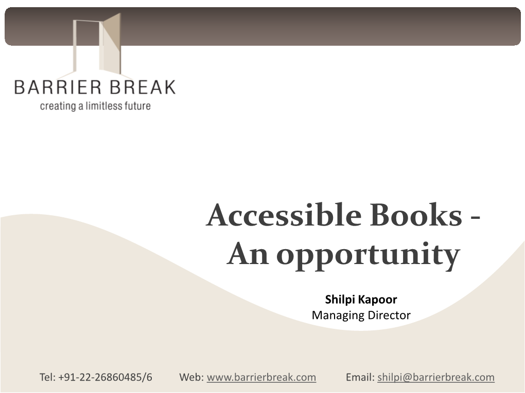 Accessible Books - an Opportunity