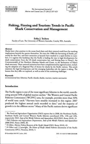 Fishing, Finning and Tourism: Trends in Pacific Shark Conservation and Management