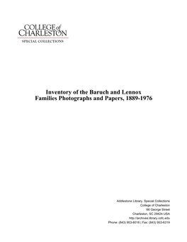 Inventory of the Baruch and Lennox Families Photographs and Papers, 1889-1976