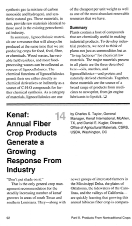 Kenaf: Annual Fiber Crop Products Generate a Growing