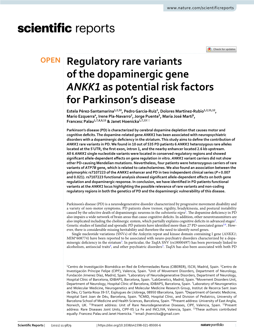 Regulatory Rare Variants of the Dopaminergic Gene ANKK1 As