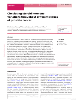 Circulating Steroid Hormone Variations Throughout Different Stages of Prostate Cancer
