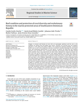 Regional Studies in Marine Science Reef Condition and Protection Of