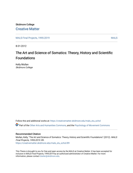 The Art and Science of Somatics: Theory, History and Scientific Foundations