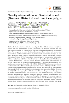 Gravity Observations on Santorini Island (Greece): Historical and Recent Campaigns