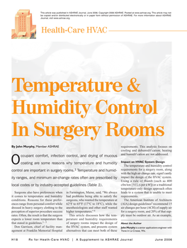 Temperature & Humidity Control in Surgery Rooms