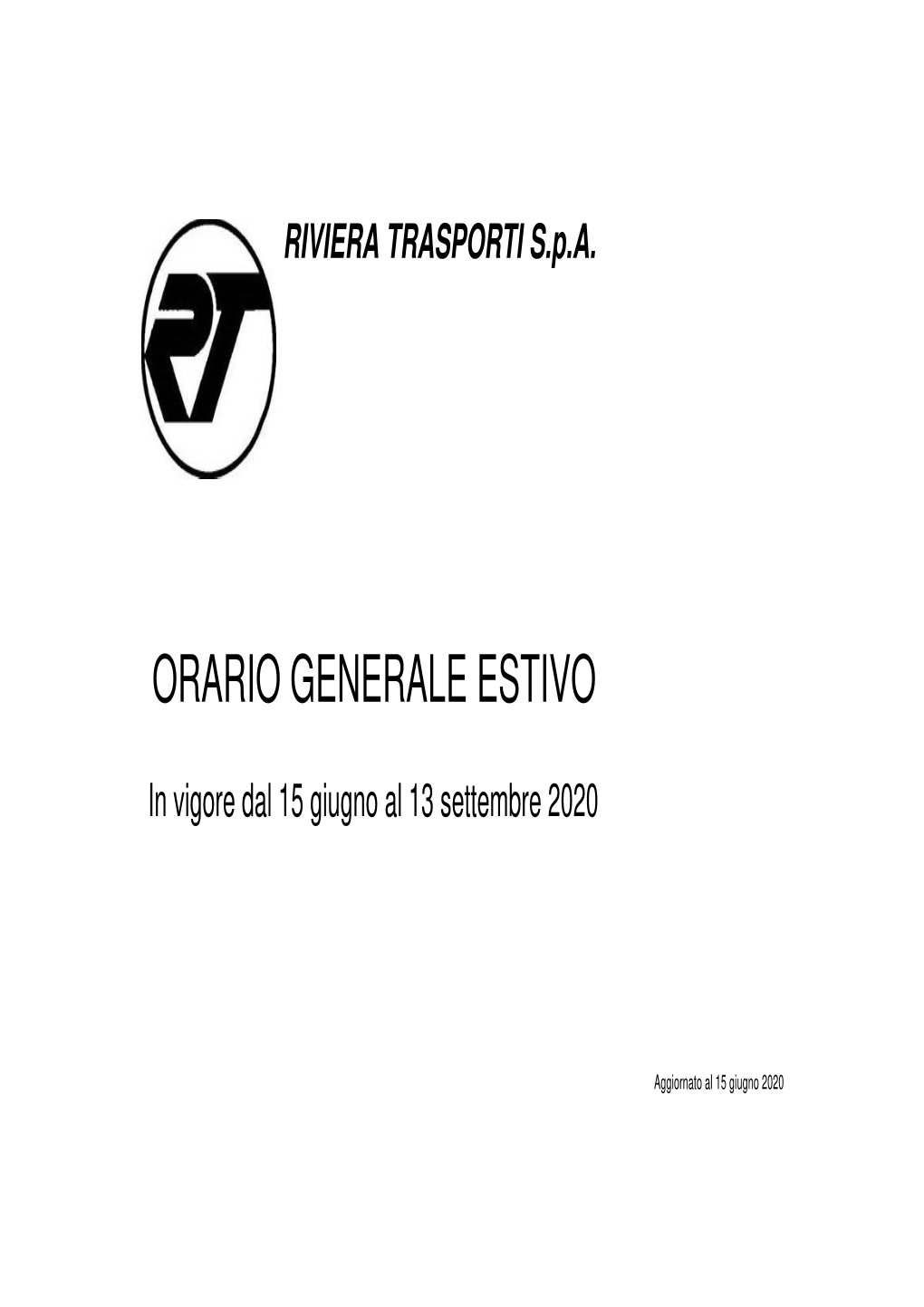 2020 Orario Estivo 1ªver Dal 15-06-2020