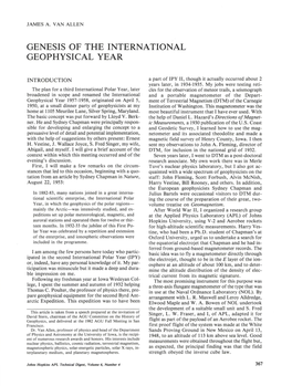 Genesis of the International Geophysical Year