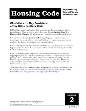 Booklet 2 Housing Code Checklist (March 2021)