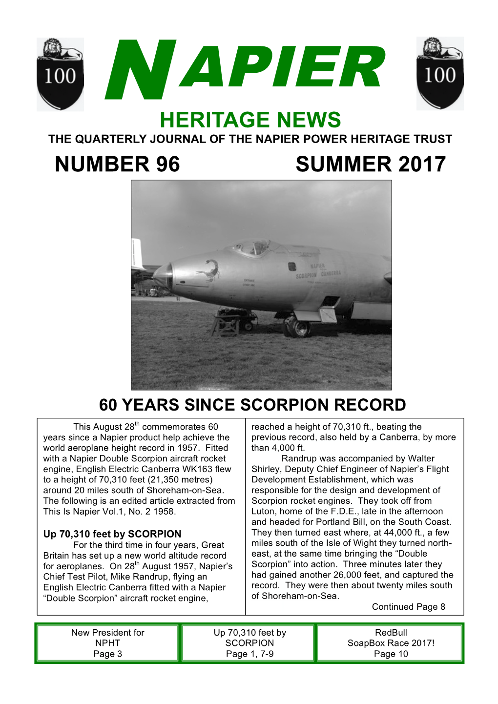 N Apier 1 Heritage News the Quarterly Journal of the Napier Power Heritage Trust