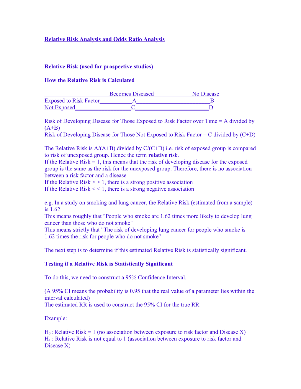 Relative Risk Analysis and Odds Ratio Analysis