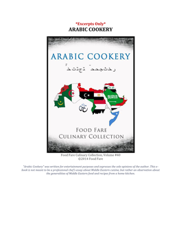 Arabic Cookery *EXCERPTS ONLY*