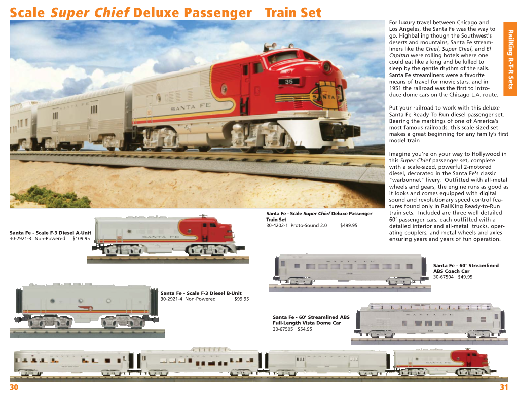 Scale Super Chief Deluxe Passenger Train Set for Luxury Travel Between Chicago And