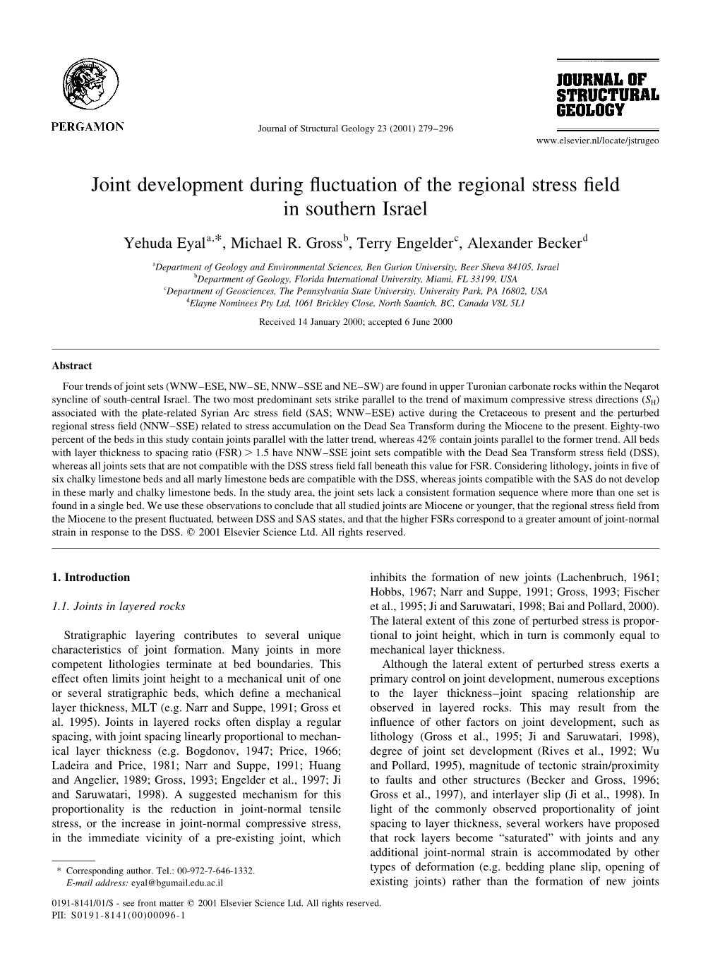 Joint Development During Fluctuation of the Regional Stress Field In