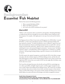 Background Information on Essential Fish Habitat