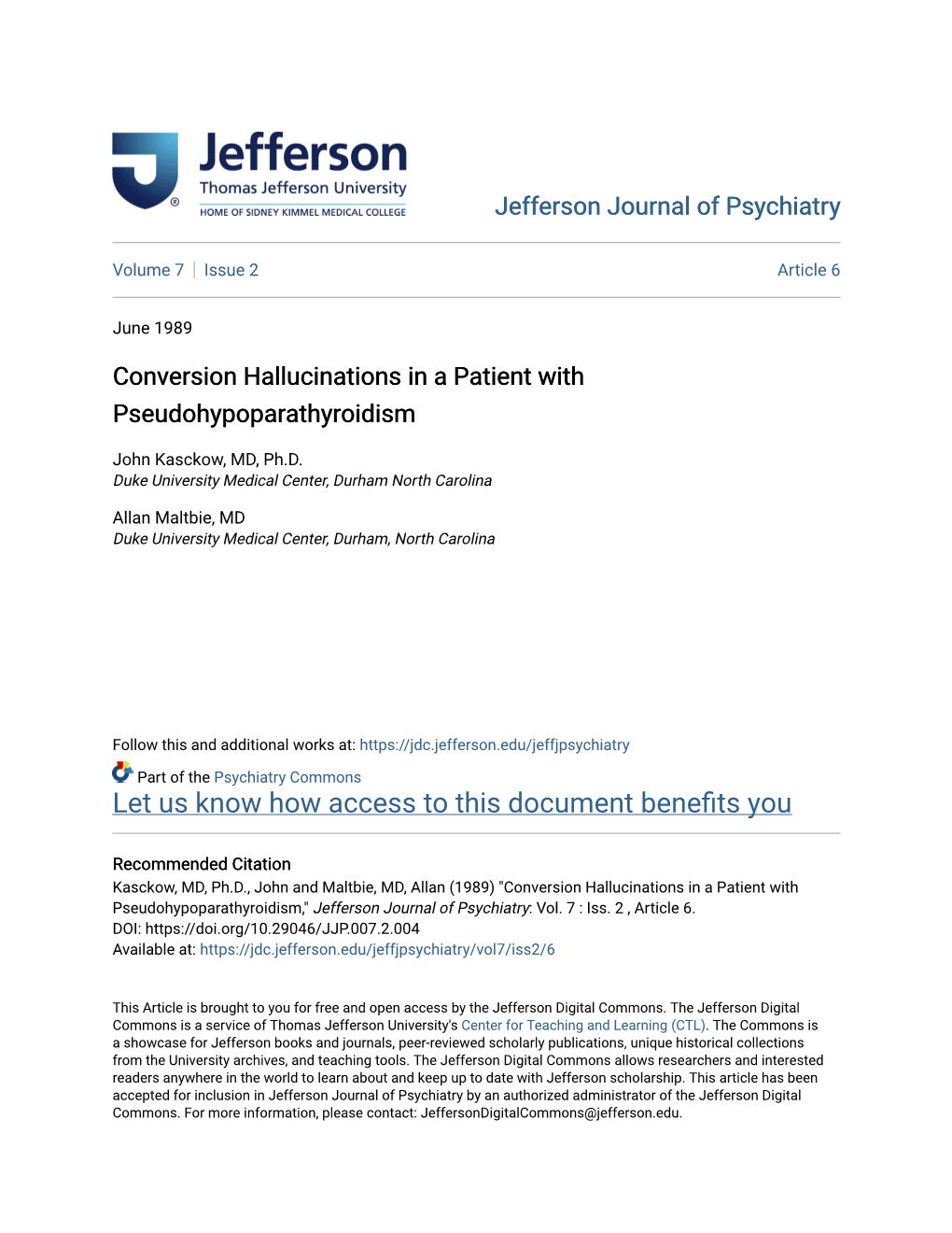 Conversion Hallucinations in a Patient with Pseudohypoparathyroidism