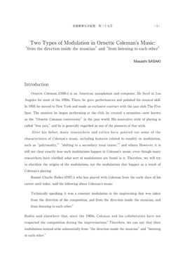 Two Types of Modulation in Ornette Coleman's Music