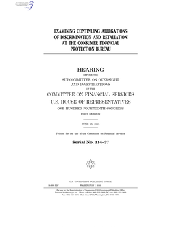 Examining Continuing Allegations of Discrimination and Retaliation at the Consumer Financial Protection Bureau