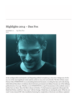 Highlights 2014 – Dan Fox