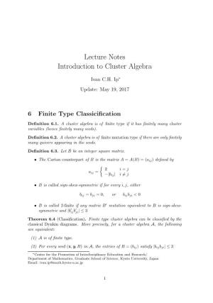 Finite Type Classification of Cluster Algebra
