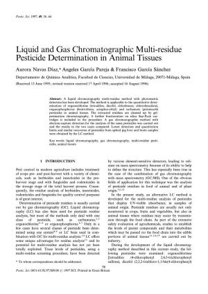 Liquid and Gas Chromatographic Multi-Residue Pesticide Determination in Animal Tissues