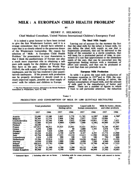 Milk: a European Child Health Problem*