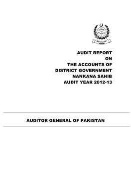 Audit Report on the Accounts of District Government Nankana Sahib Audit Year 2012-13