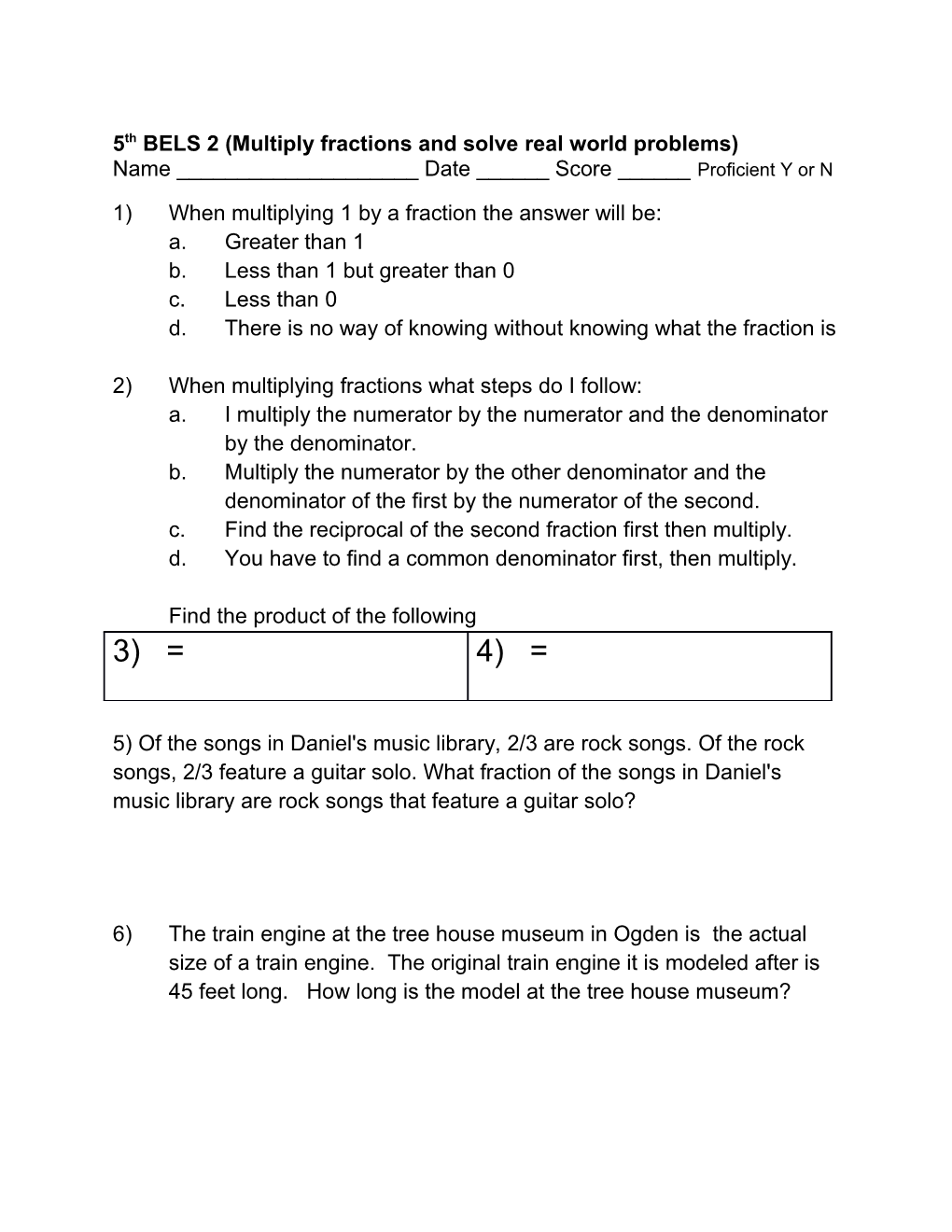 5Th BELS 2 (Multiply Fractions and Solve Real World Problems)