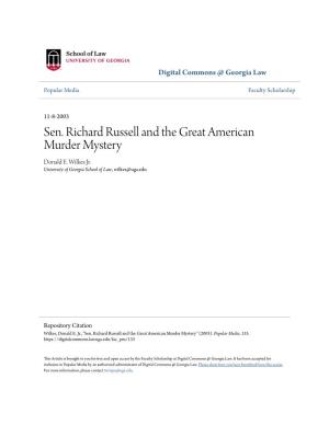 Sen. Richard Russell and the Great American Murder Mystery Donald E
