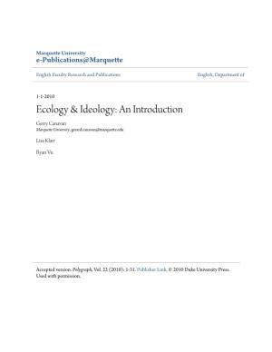 Ecology & Ideology: an Introduction