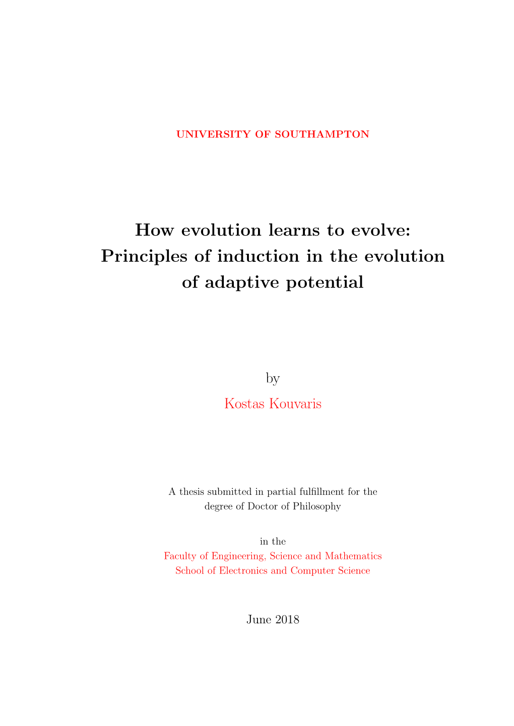 How Evolution Learns to Evolve: Principles of Induction in the Evolution of Adaptive Potential