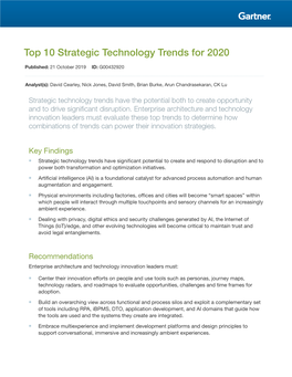 Top 10 Strategic Technology Trends for 2020