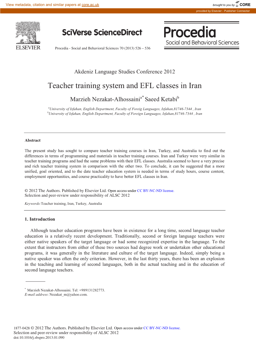 Teacher Training System and EFL Classes in Iran