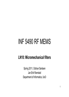 Inf 5490 Rf Mems