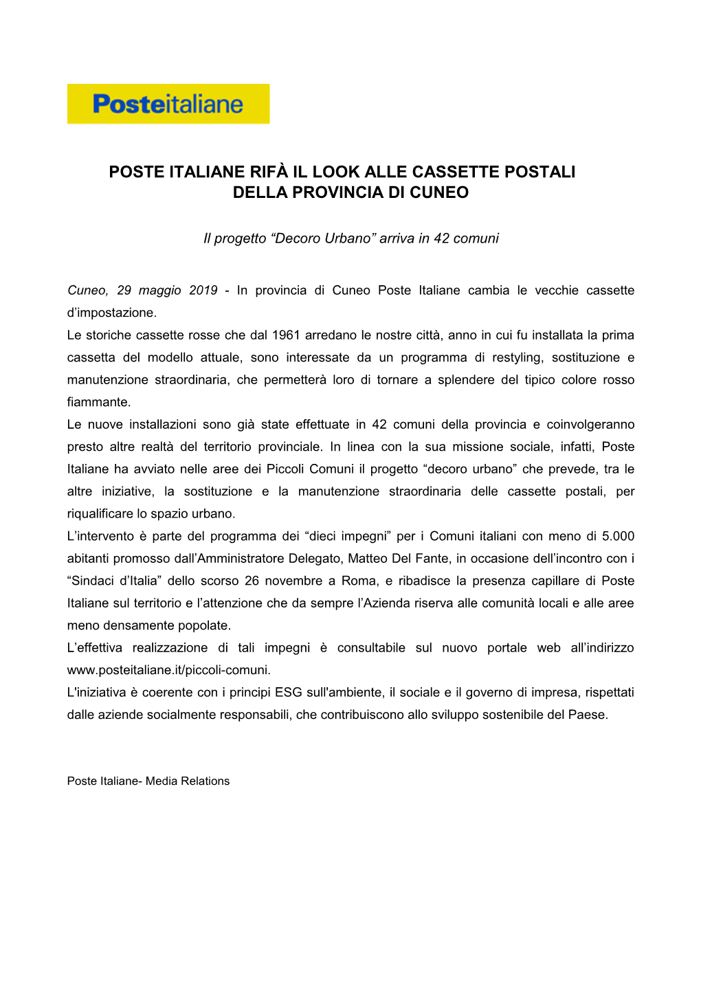Poste Italiane Rifà Il Look Alle Cassette Postali Della Provincia Di Cuneo