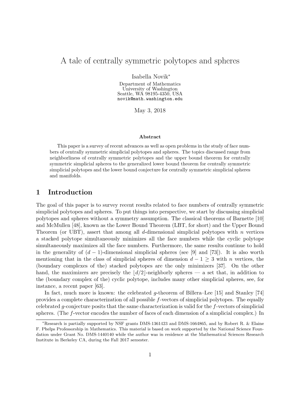 A Tale of Centrally Symmetric Polytopes and Spheres